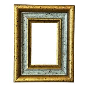 Vintage wooden painted gilded miniature picture frame holds 2x3 photo chunky